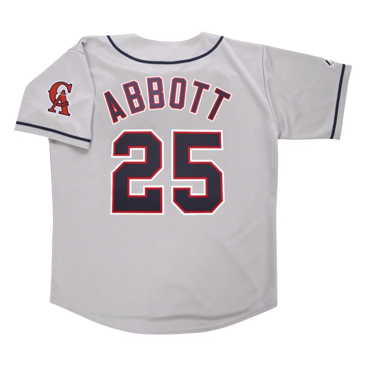 Jim Abbott California Angels Grey Road Men's Throwback Jersey w Team Patch