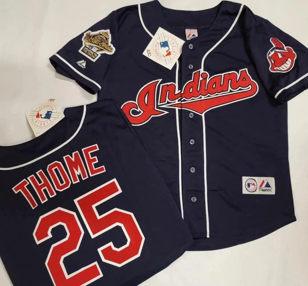 Jim Thome 1995 Cleveland Indians Home White World Series Men's Jersey