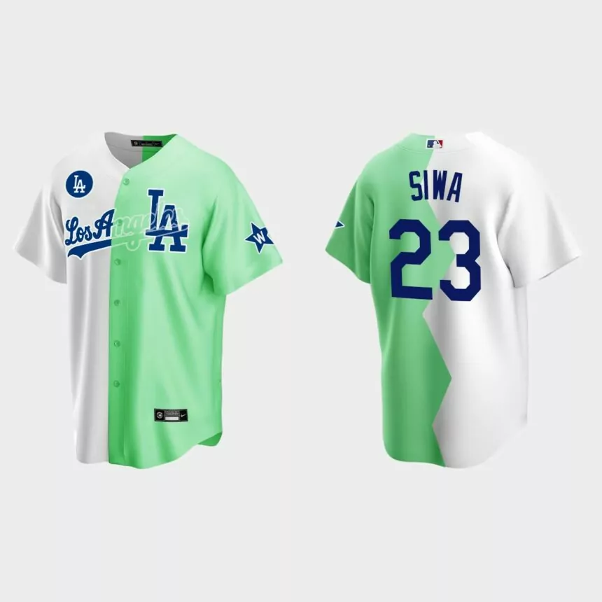 JoJo Siwa Los Angeles Dodgers 2022 MLB All-Star Celebrity Softball Game Split Jersey – White Green