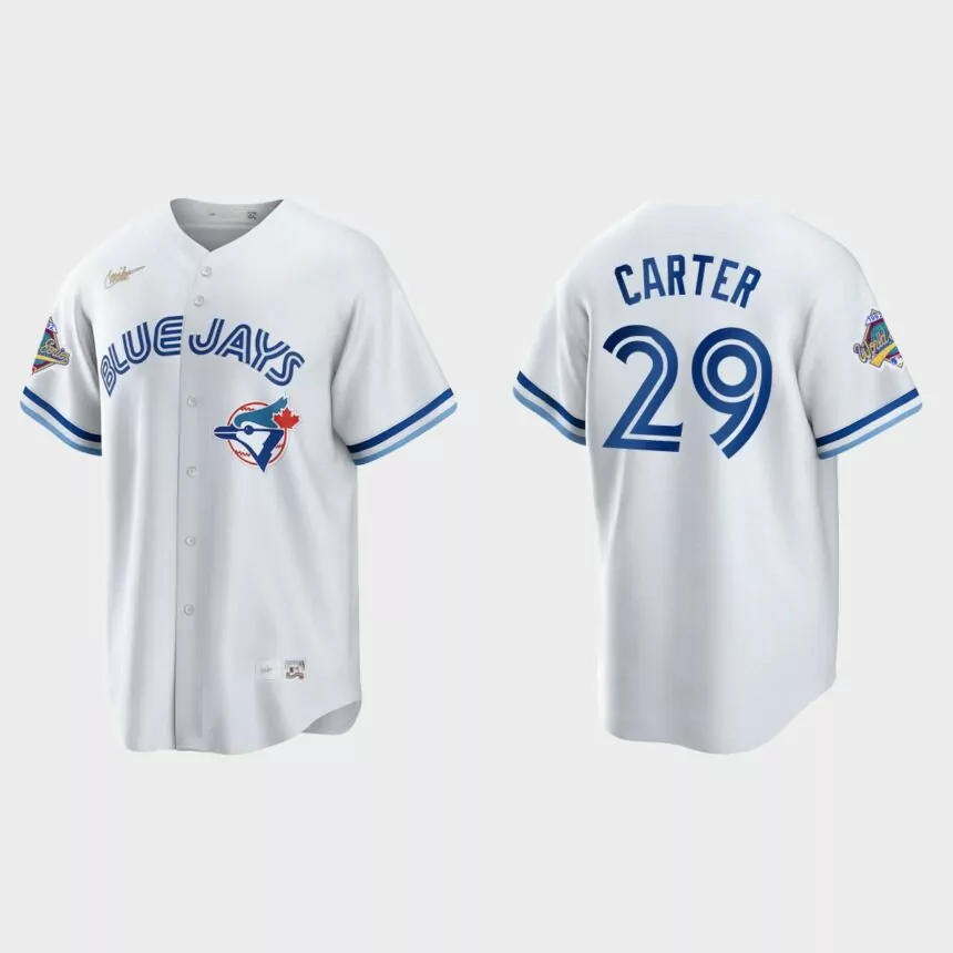 Joe Carter Toronto Blue Jays 1992 World Series Patch Cooperstown Jersey – White