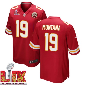 Joe Montana No 19 Men Super Bowl LIX Kansas City Chiefs Home Game 2025 Jersey- Replica
