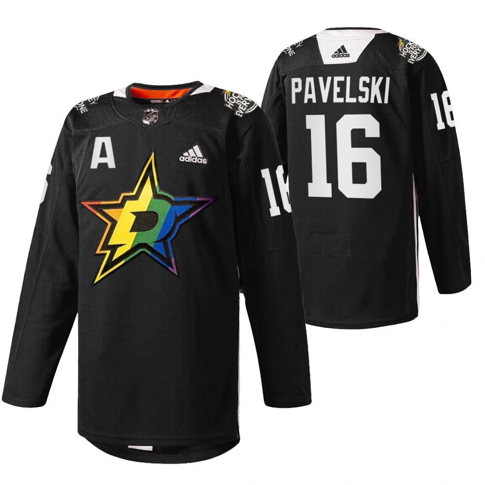 Joe Pavelski Stars Pride Night 2022 Jersey Black Warmup