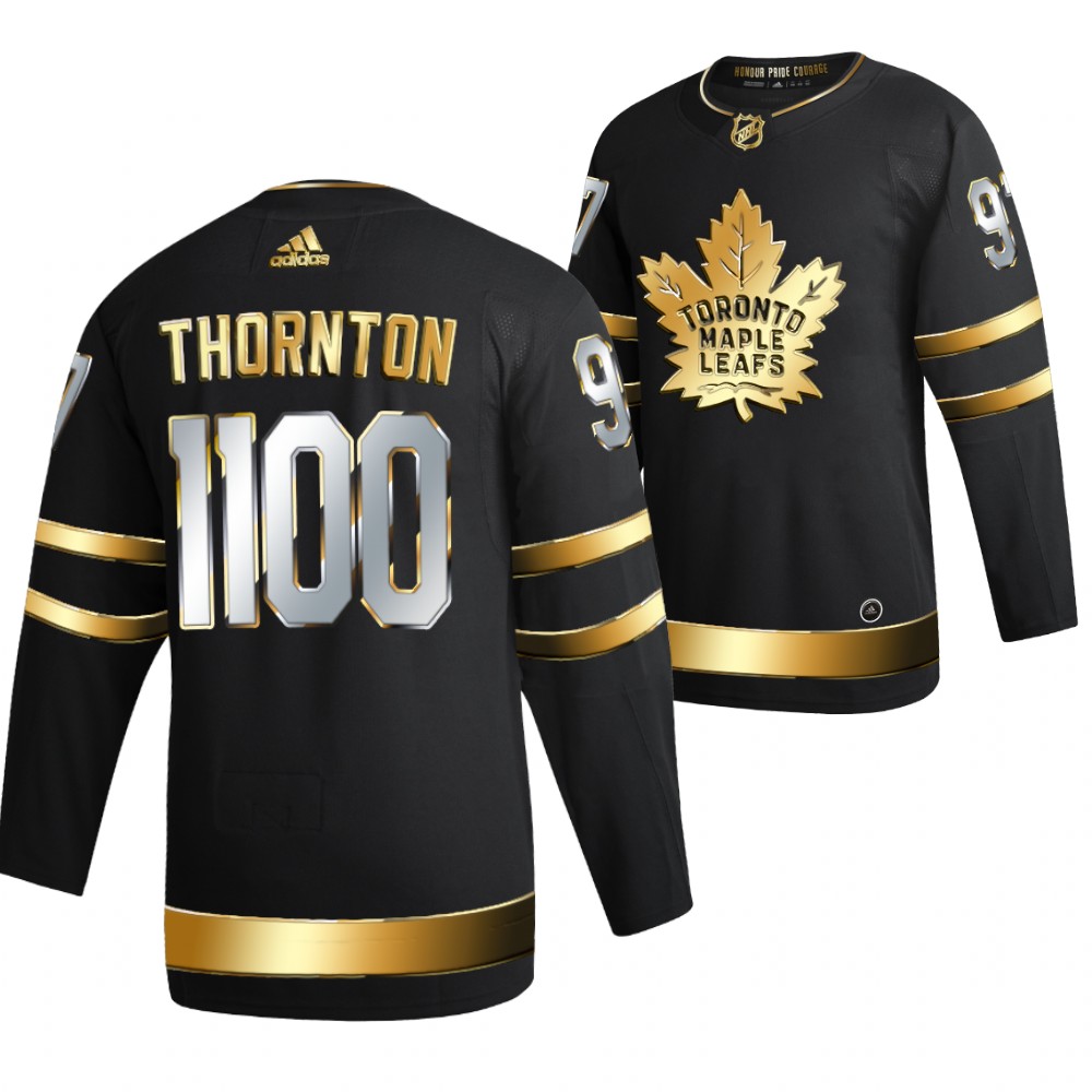 Joe Thornton Toronto Maple Leafs Black 1100 Career Assists Jersey Golden Authentic
