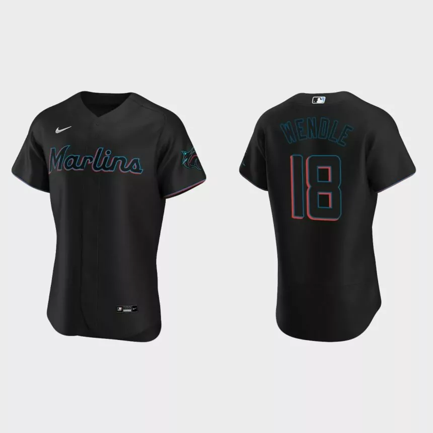 Joe Wendle Miami Marlins Authentic Alternate Jersey – Black