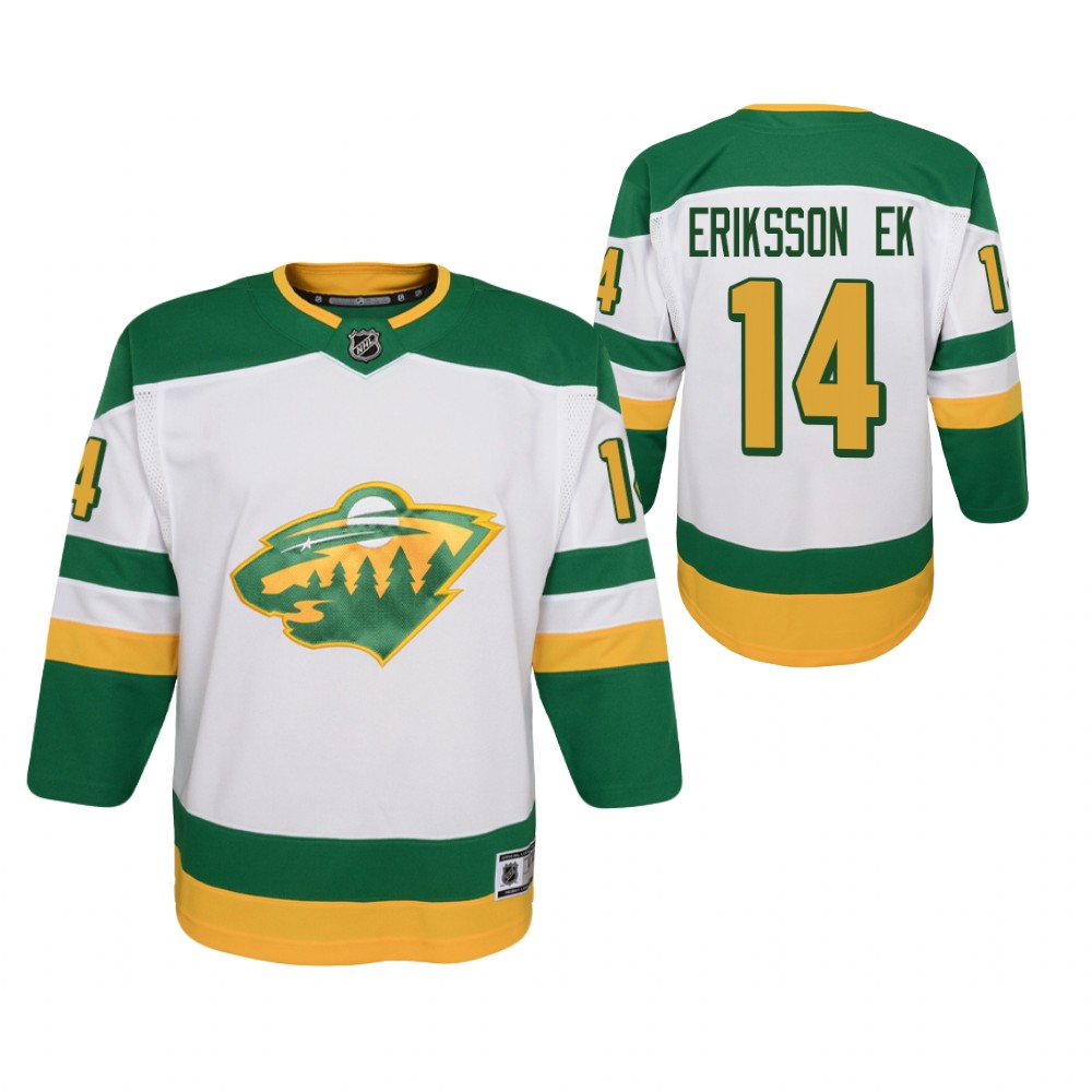 Joel Eriksson Ek Minnesota Wild 2021 Reverse Retro White Youth Jersey Replica