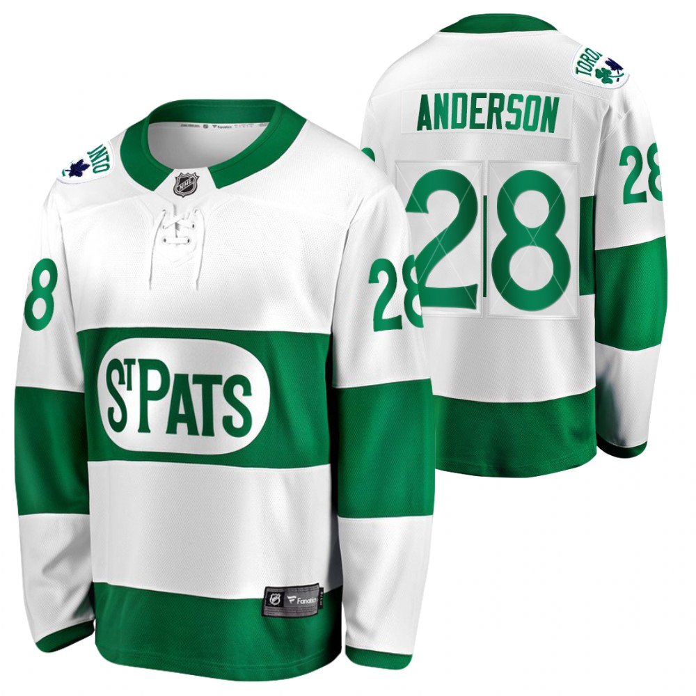 Joey Anderson Maple Leafs 2021 St. Pats Green #28 Jersey