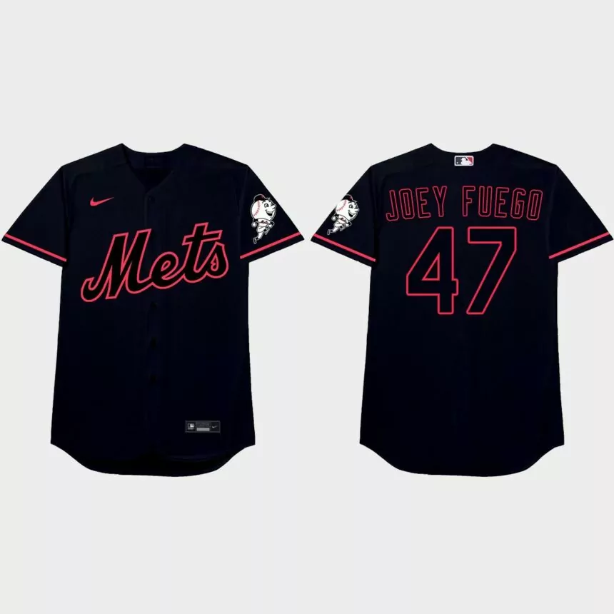 Joey Lucchesi Nickname Mets 2021 Players’ Weekend Joey Fuego Jersey – Black