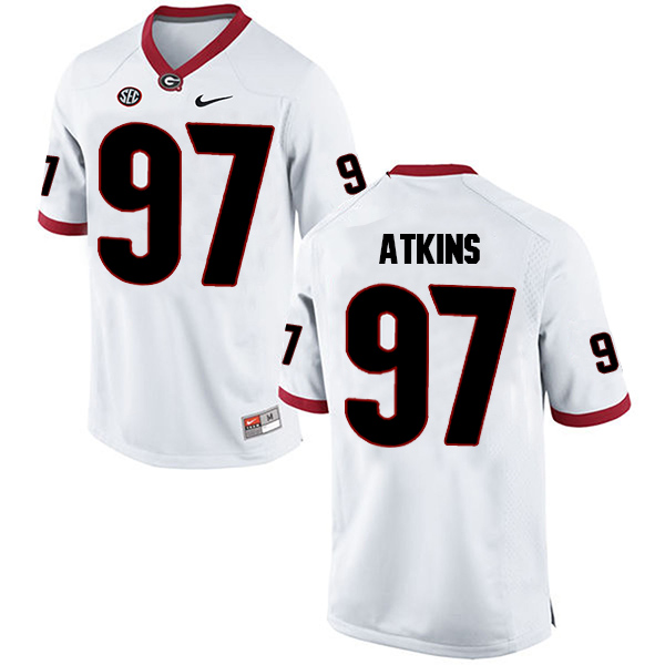 John Atkins Georgia Bulldogs Men's Jersey - #97 NCAA White Limited Away