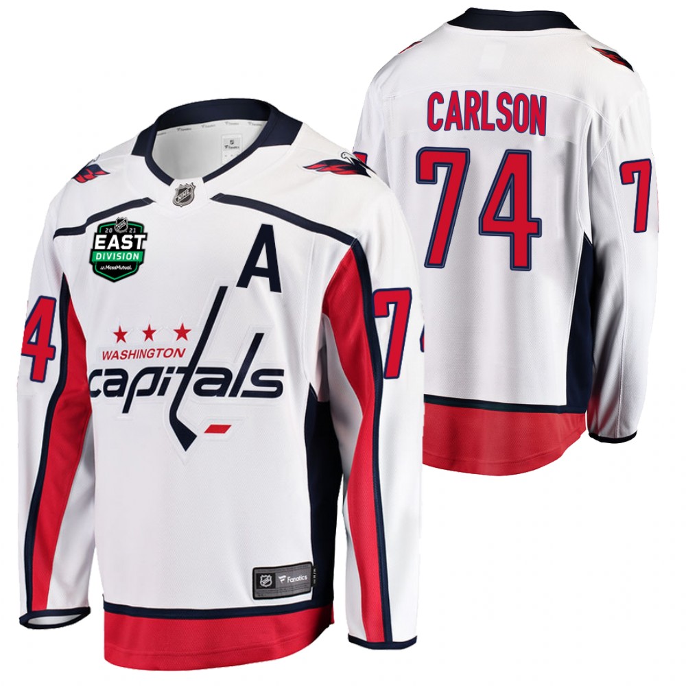 John Carlson Capitals 2021 East Division Patch Jersey White Away