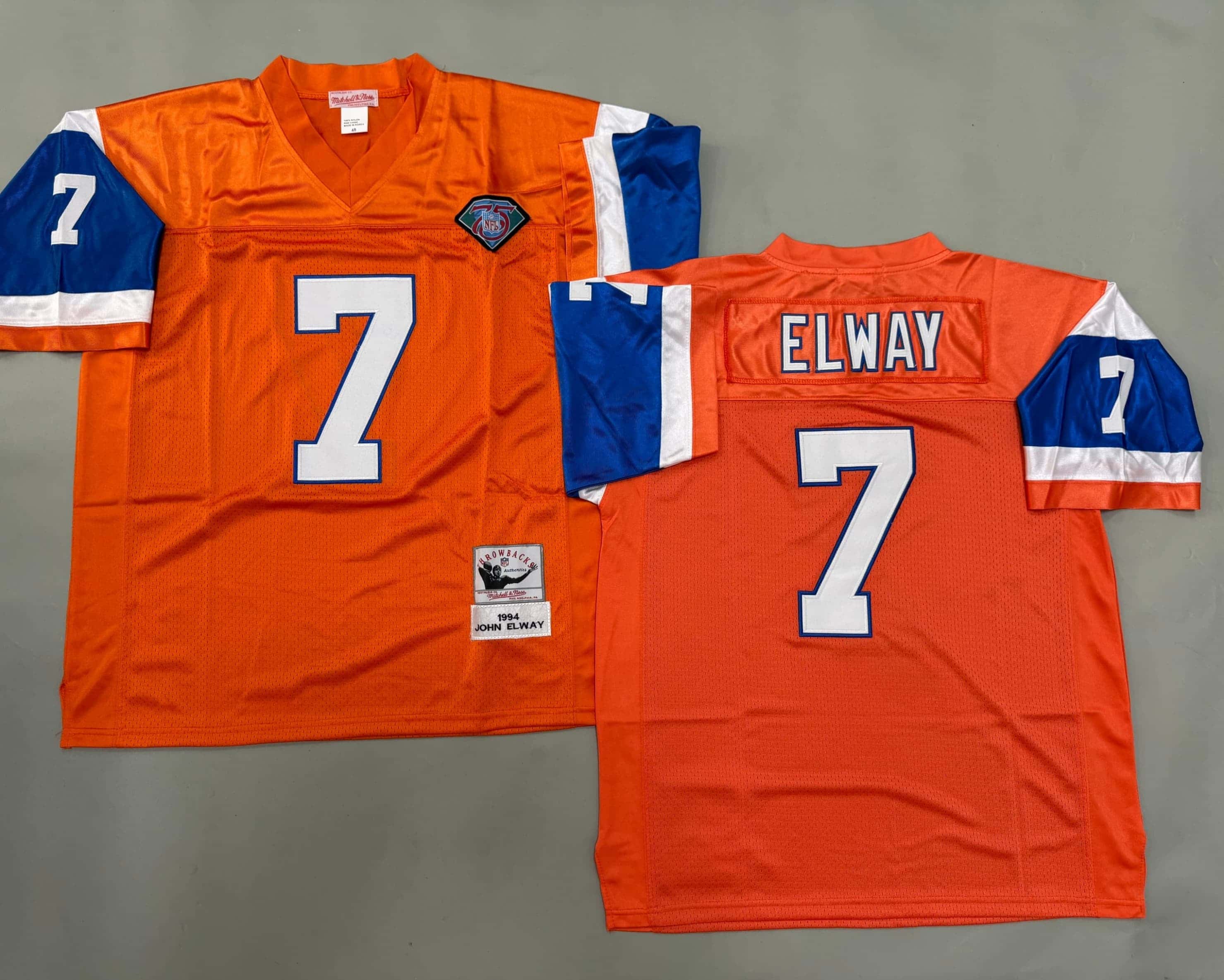 John Elway Denver Broncos Autographed Mitchell  & Ness Navy Replica Jersey