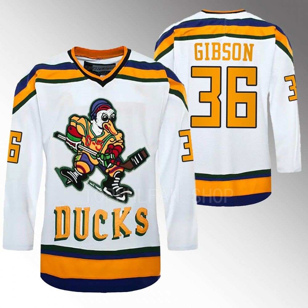 John Gibson Ducks The Mighty Ducks Jersey White ice Hockey