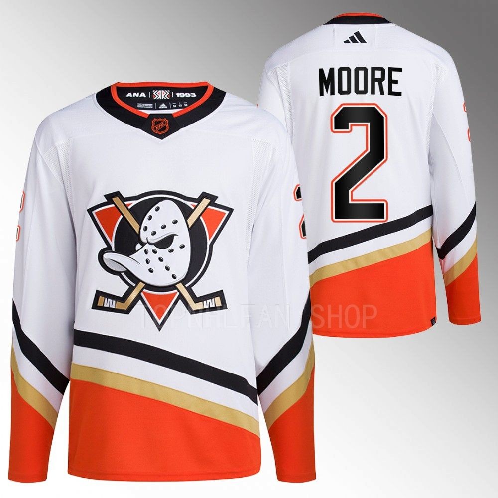 John Moore Anaheim Ducks Reverse Retro 2.0 Authentic Primegreen White 2022 Jersey