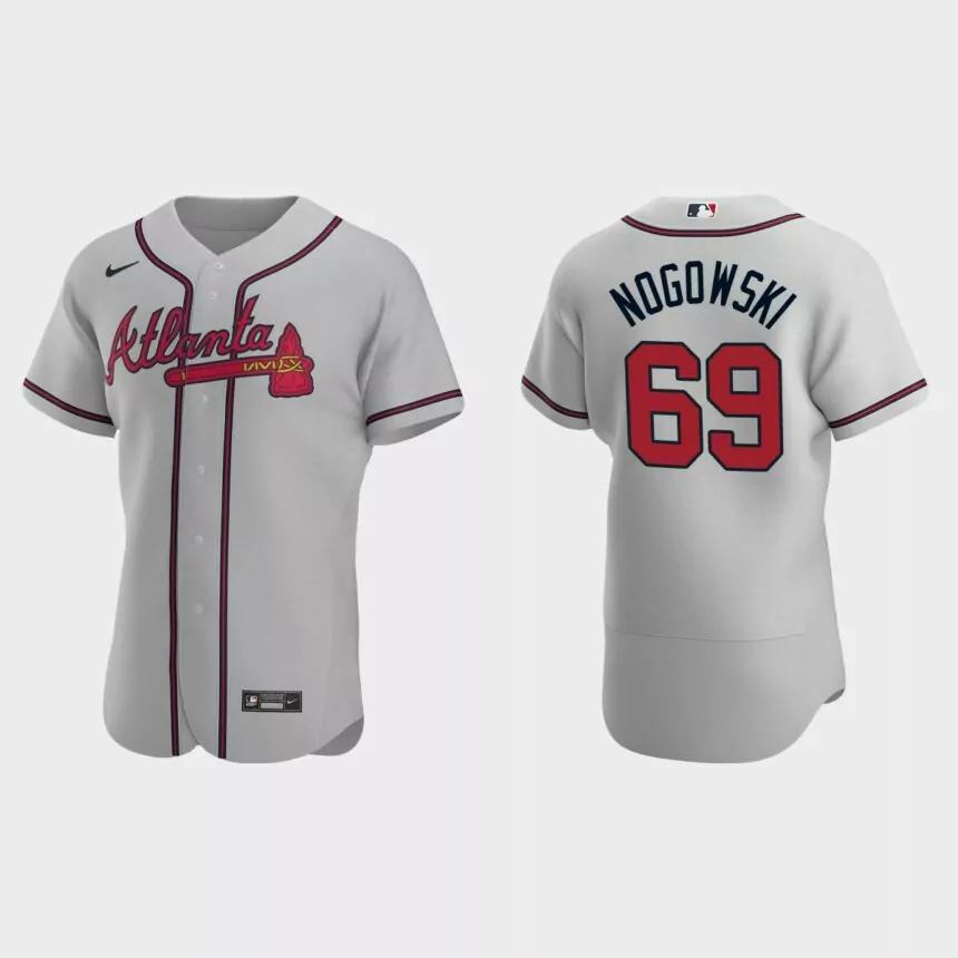 John Nogowski Atlanta Braves Authentic Road Jersey – Gray