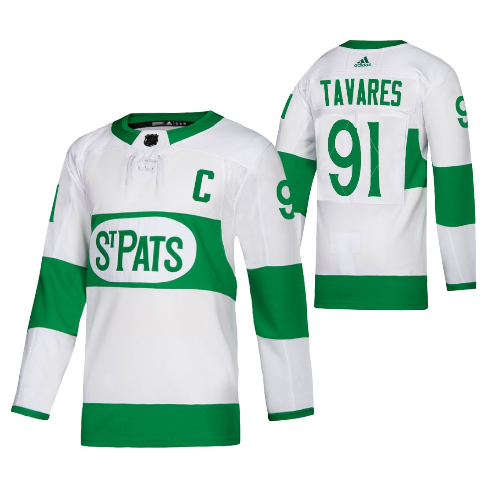 John Tavares #91 Maple Leafs 2021 St. Pats Men Jersey Throwback Authentic Green