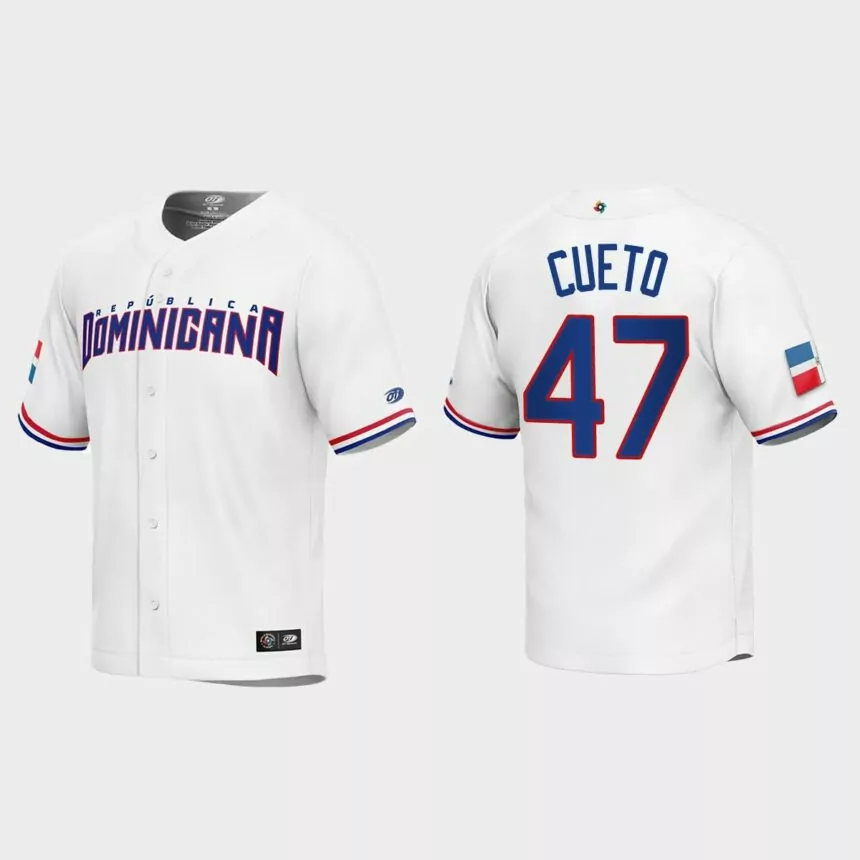 Johnny Cueto Dominican Republic Baseball 2023 World Baseball Classic Replica Jersey – White