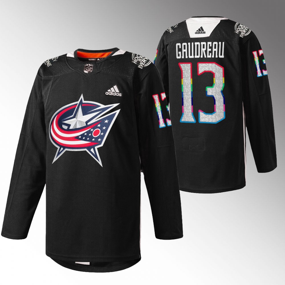 Johnny Gaudreau Blue Jackets Black History Month Jersey Black Warm-Up