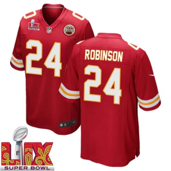 Johnny Robinson No 24 Men Super Bowl LIX Kansas City Chiefs Home Game 2025 Jersey- Replica
