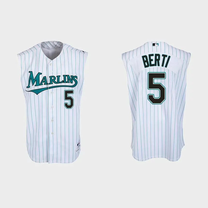 Jon Berti Florida Marlins Throwback Jersey – White Teal