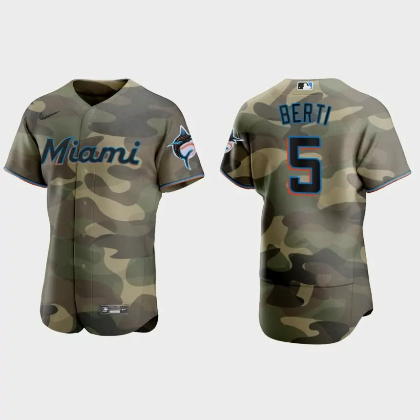 Jon Berti Miami Marlins 2021 National Armed Forces Day Authentic Jersey – Camo