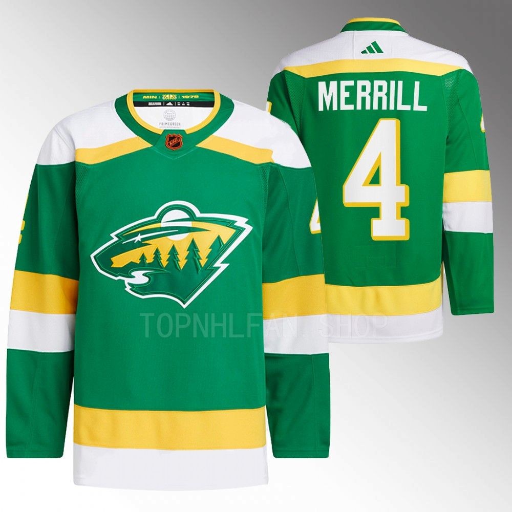Jon Merrill Minnesota Wild Reverse Retro 2.0 Authentic Pro Green 2022 Jersey