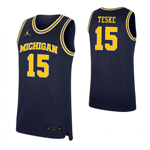 Jon Teske Jersey Navy Michigan Wolverines Replica