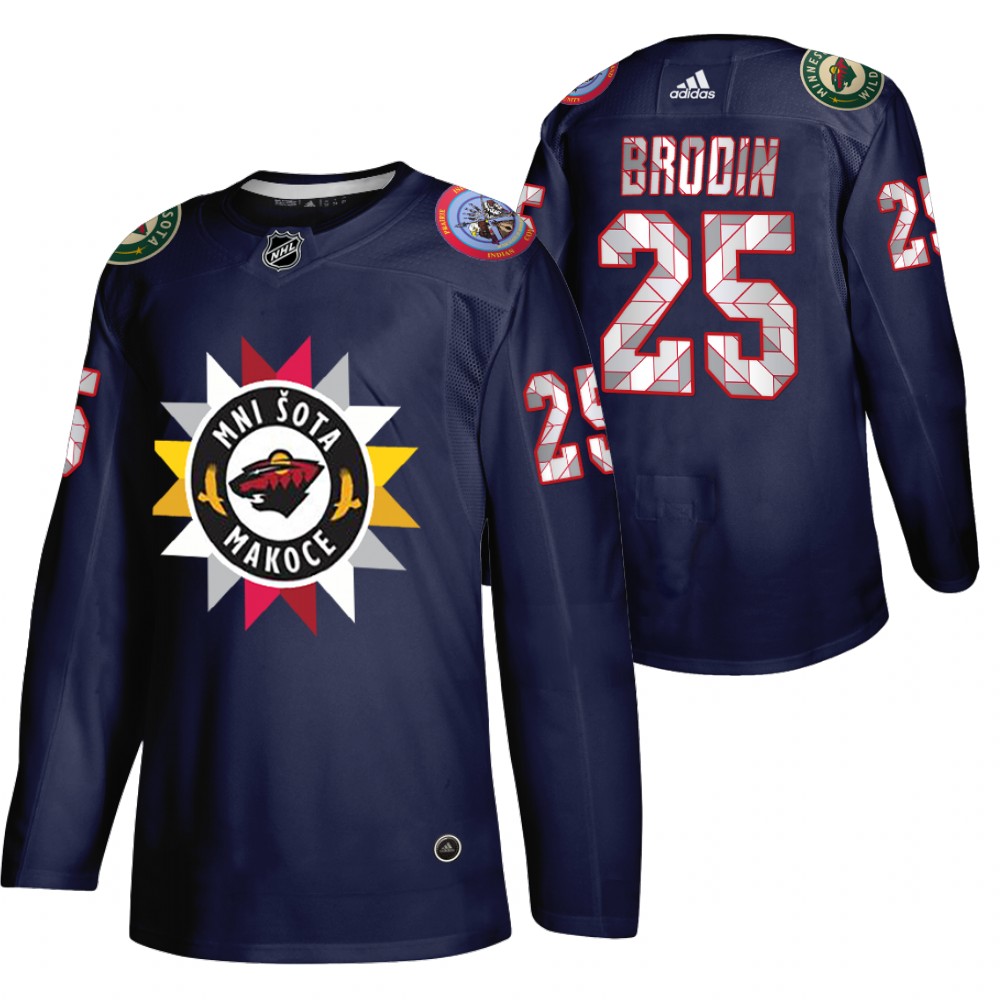 Jonas Brodin Jersey Minnesota Wild Native American Heritage Day Navy 2021-22 Men