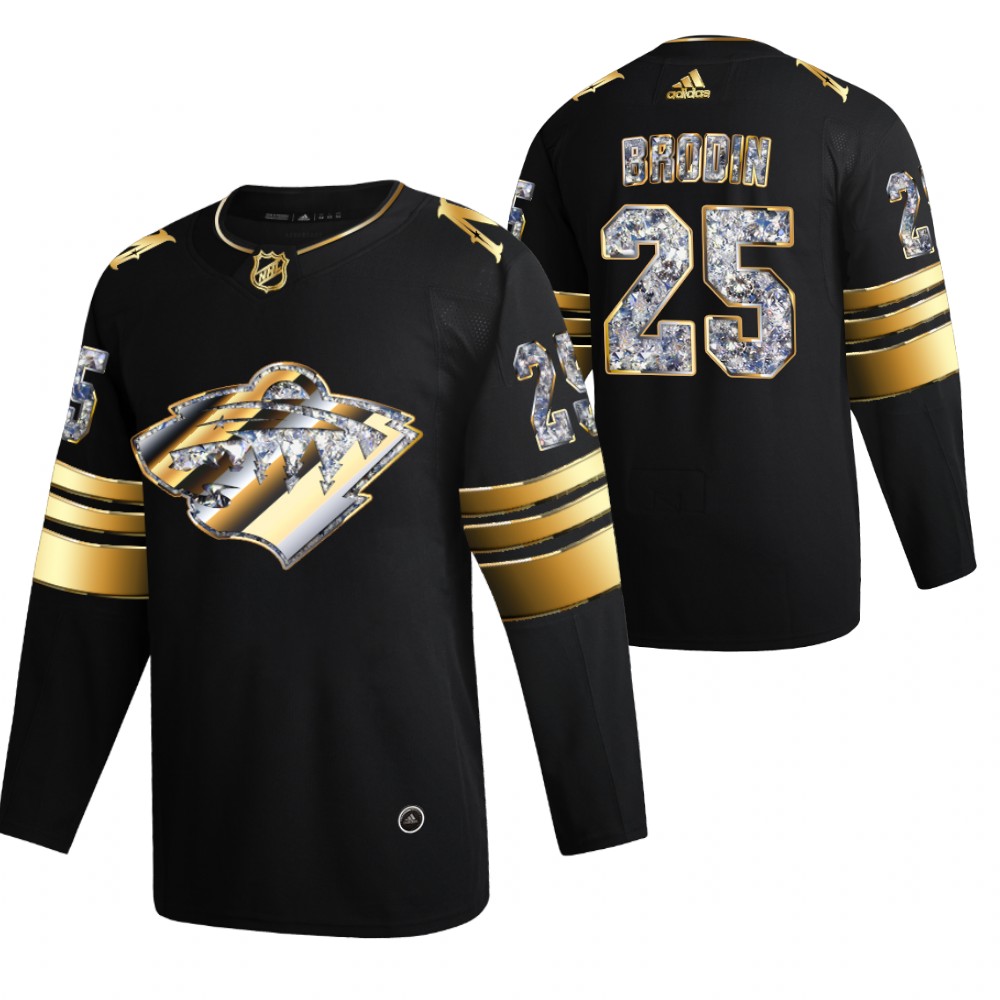 Jonas Brodin Wild #25 Black Diamond Edition 2022 Stanley Cup Playoffs Jersey