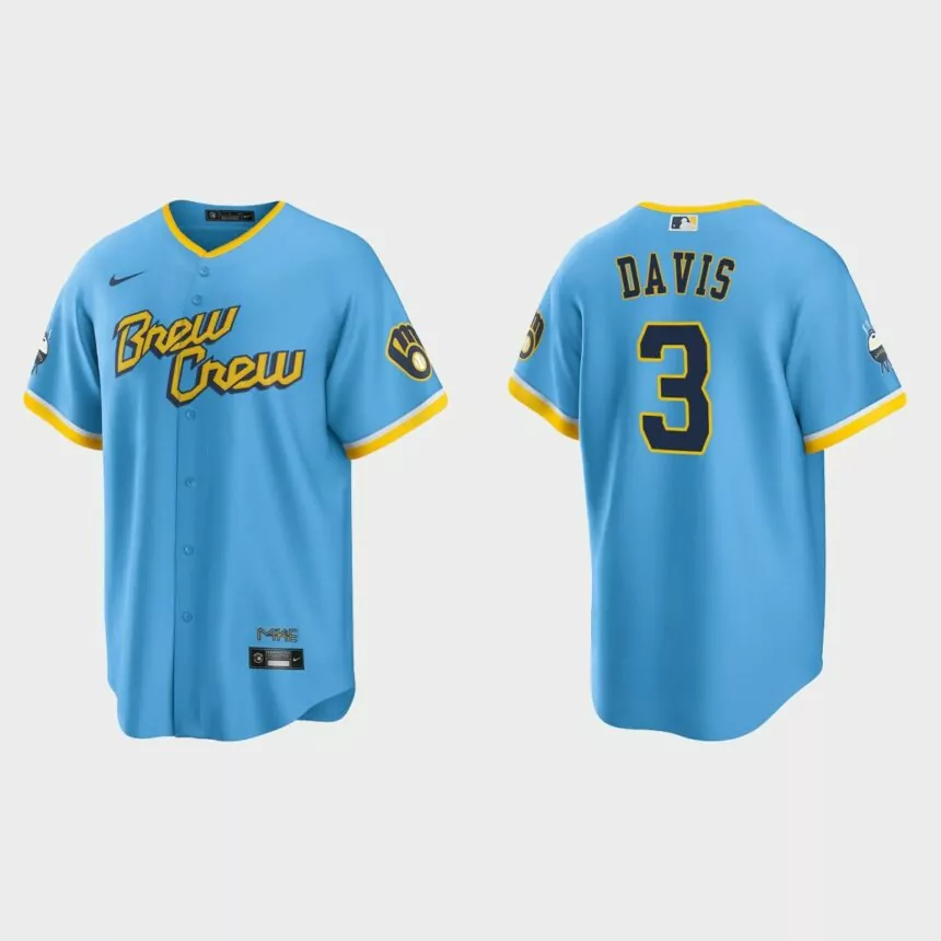 Jonathan Davis Milwaukee Brewers 2022 City Connect Replica Jersey – Powder Blue
