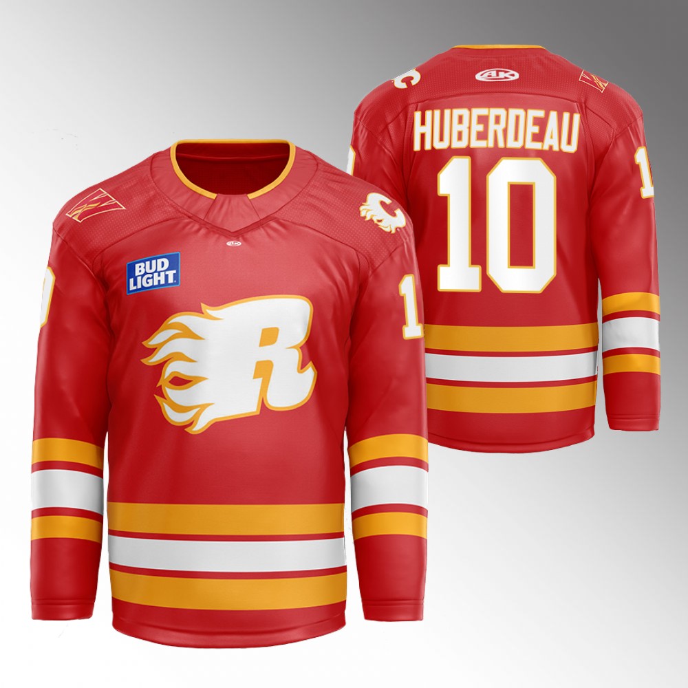 Jonathan Huberdeau Flames Flames X Rush X CGY Wranglers Jersey Red Warmup