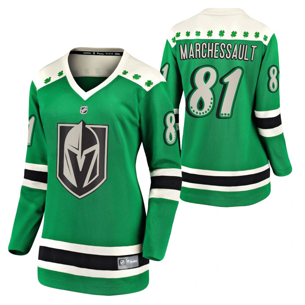 Jonathan Marchessault #81 Golden Knights 2021 St. Patrick's Day Women Jersey Green
