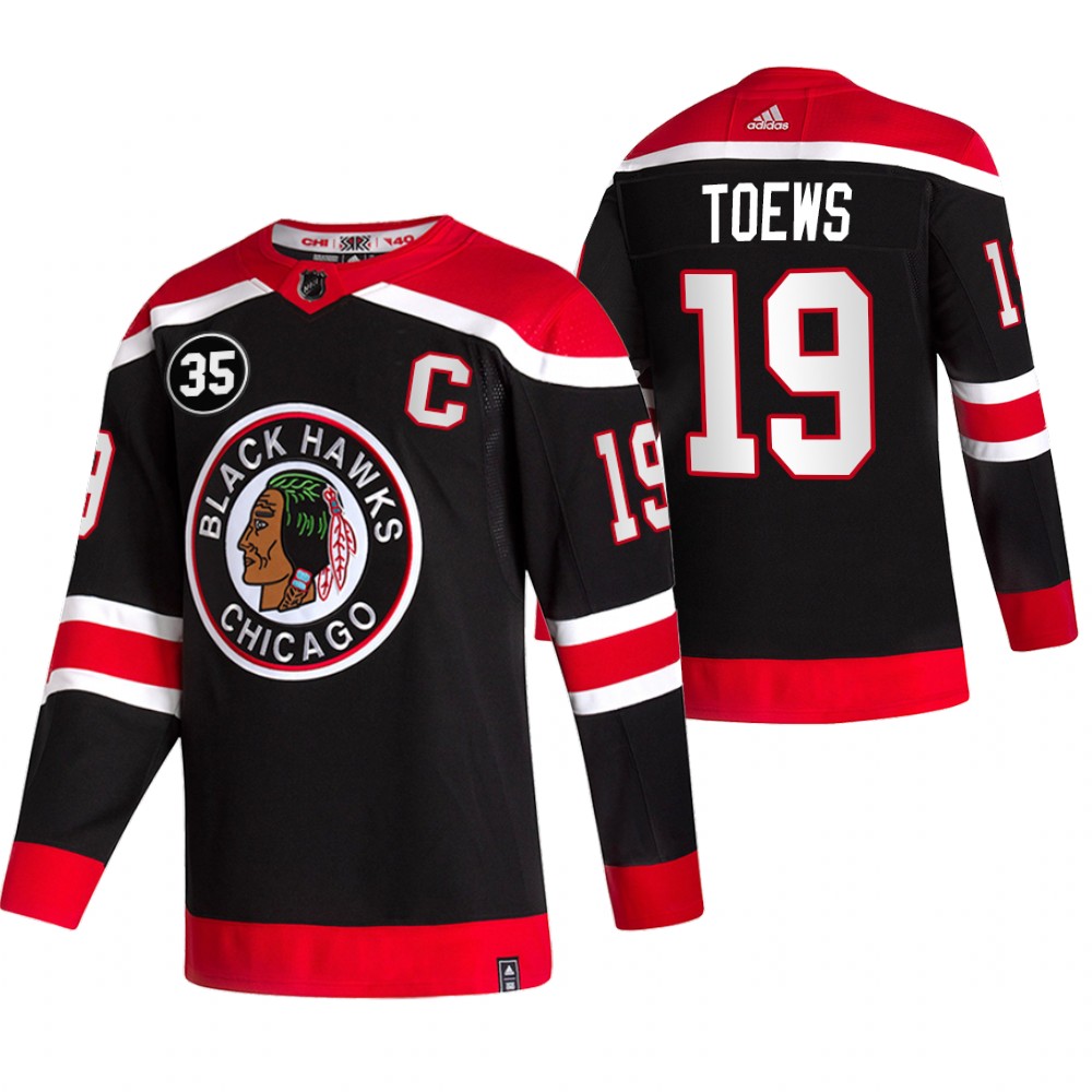 Jonathan Toews Blackhawks 35 Patch Honor Tony Esposito Black Retro Jersey