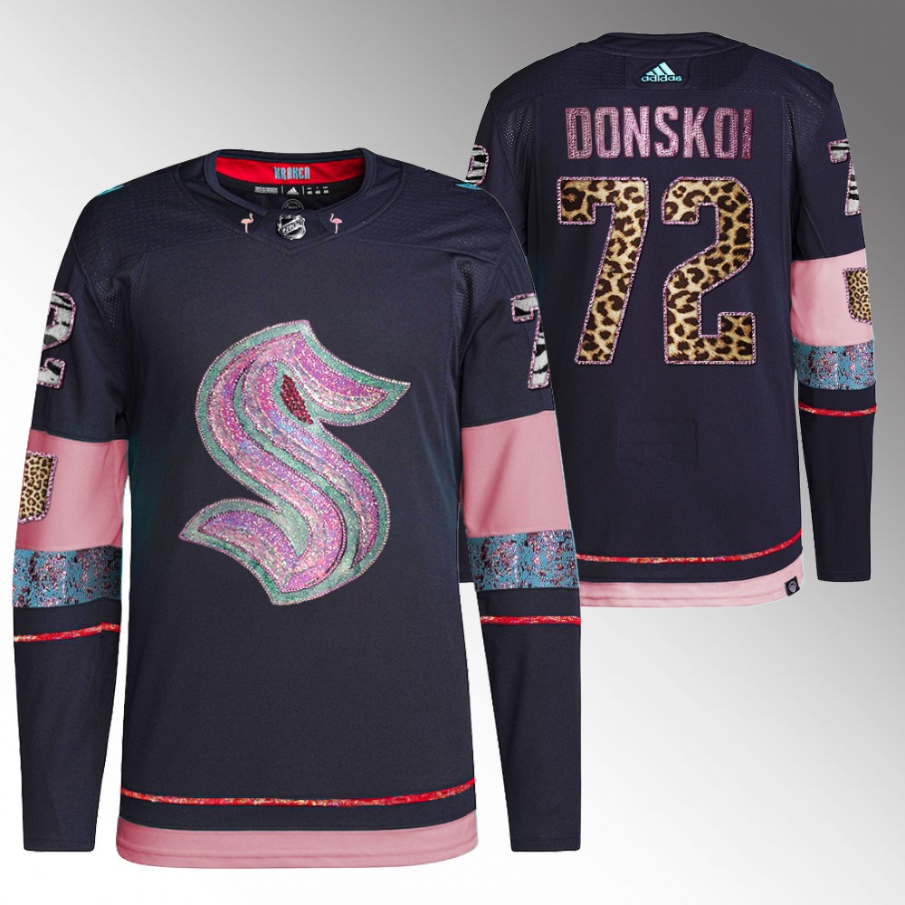 Joonas Donskoi Kraken MGK Leopard Print Jersey Navy Diamond Limited