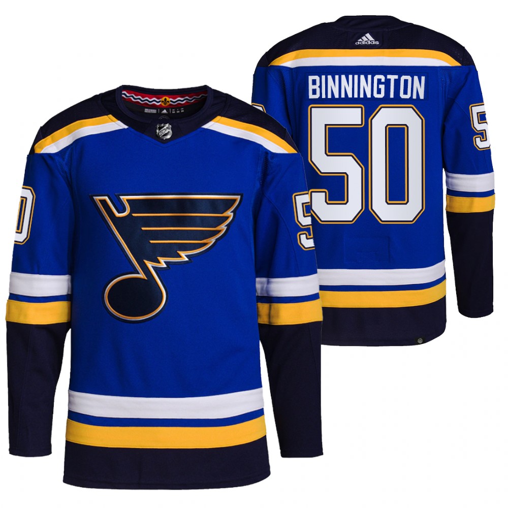 Jordan Binnington 2021-22 St. Louis Blues Blue Home Primegreen Authentic Pro Jersey