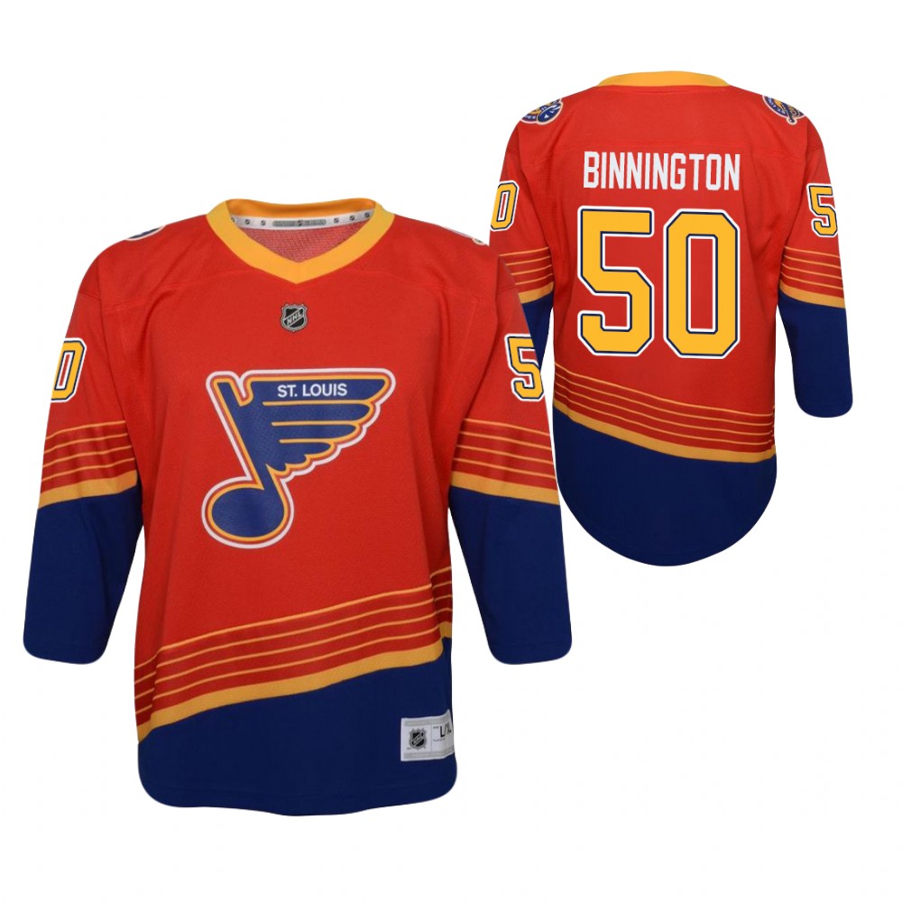 Jordan Binnington St. Louis Blues 2021 Reverse Retro Red Youth Jersey Replica