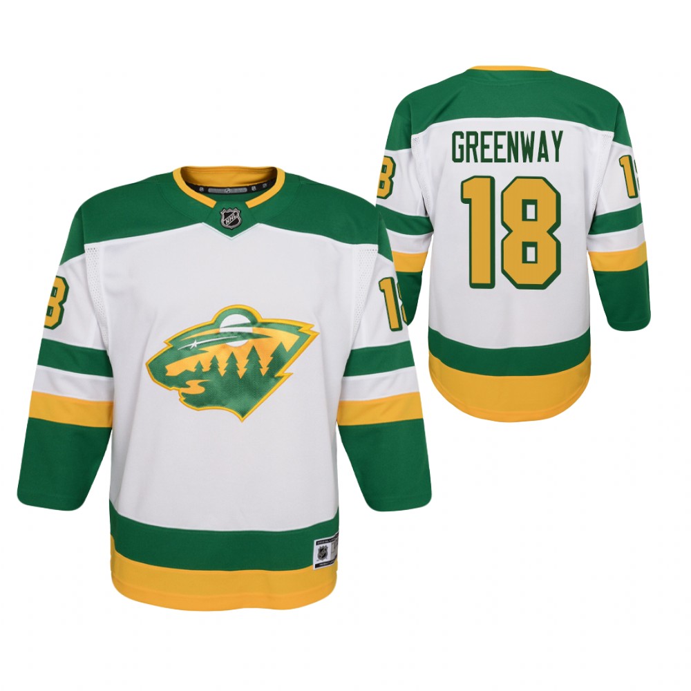 Jordan Greenway Minnesota Wild 2021 Reverse Retro White Youth Jersey Replica