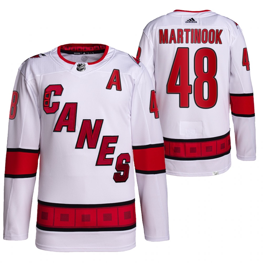 Jordan Martinook 2021-22 Carolina Hurricanes White Authentic Pro Away Jersey