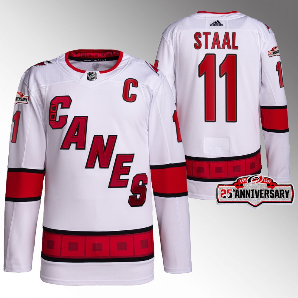 Jordan Staal 2022-23 Carolina Hurricanes White Authentic Away 25th Anniversary Jersey