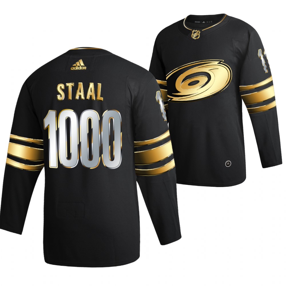 Jordan Staal Carolina Hurricanes Black 1000 Career Games Jersey Golden Authentic