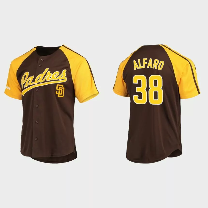 Jorge Alfaro San Diego Padres Replica Button-Down Raglan Jersey – Brown