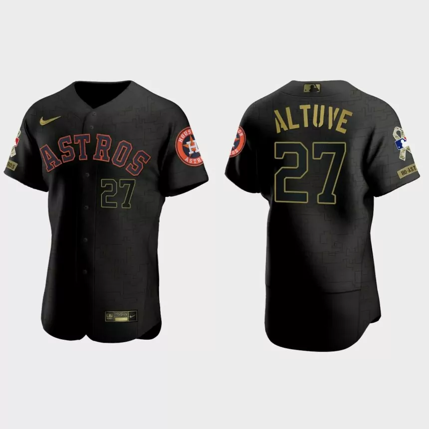 Jose Altuve Houston Astros 2021 Salute to Service Jersey – All Black