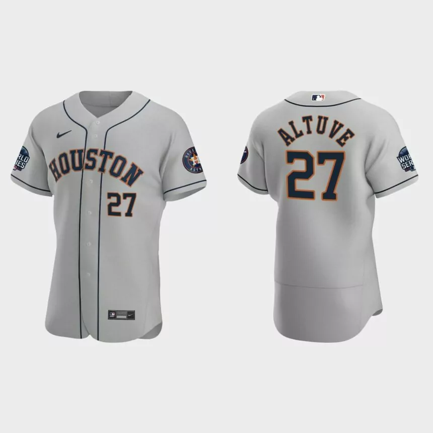 Jose Altuve Houston Astros 2021 World Series Authentic Jersey – Gray