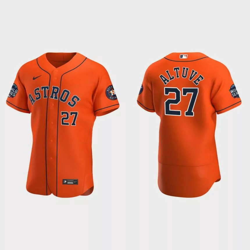 Jose Altuve Houston Astros 2021 World Series Authentic Jersey – Orange