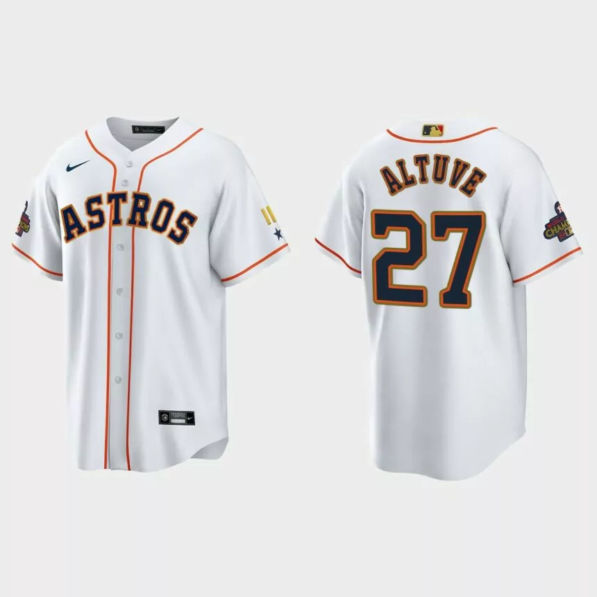 Jose Altuve Houston Astros 2023 Gold Program Jersey – White