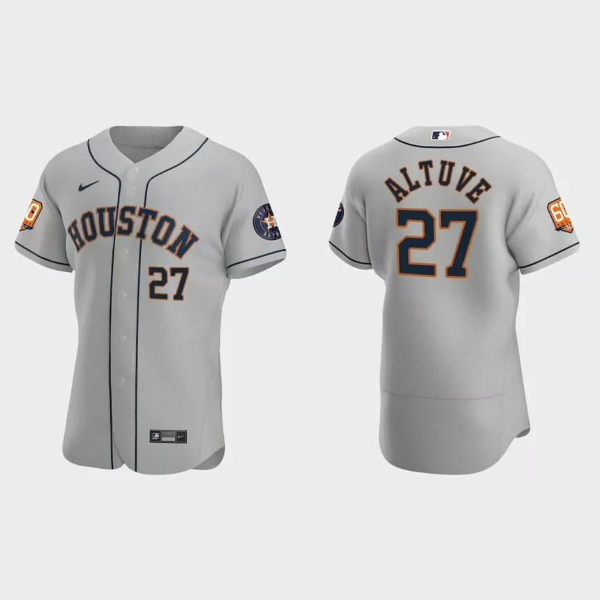 Jose Altuve Houston Astros 60th Anniversary Authentic Jersey – Gray