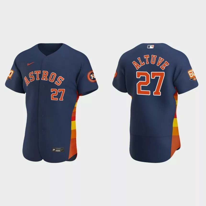 Jose Altuve Houston Astros 60th Anniversary Authentic Jersey – Navy