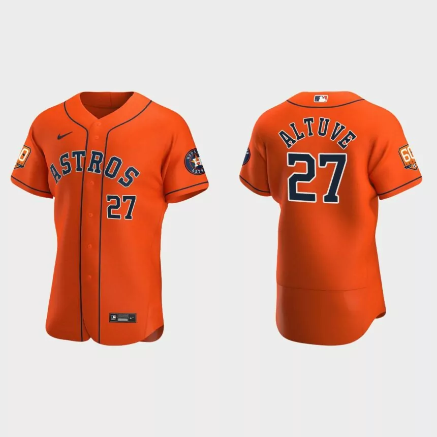 Jose Altuve Houston Astros 60th Anniversary Authentic Jersey – Orange