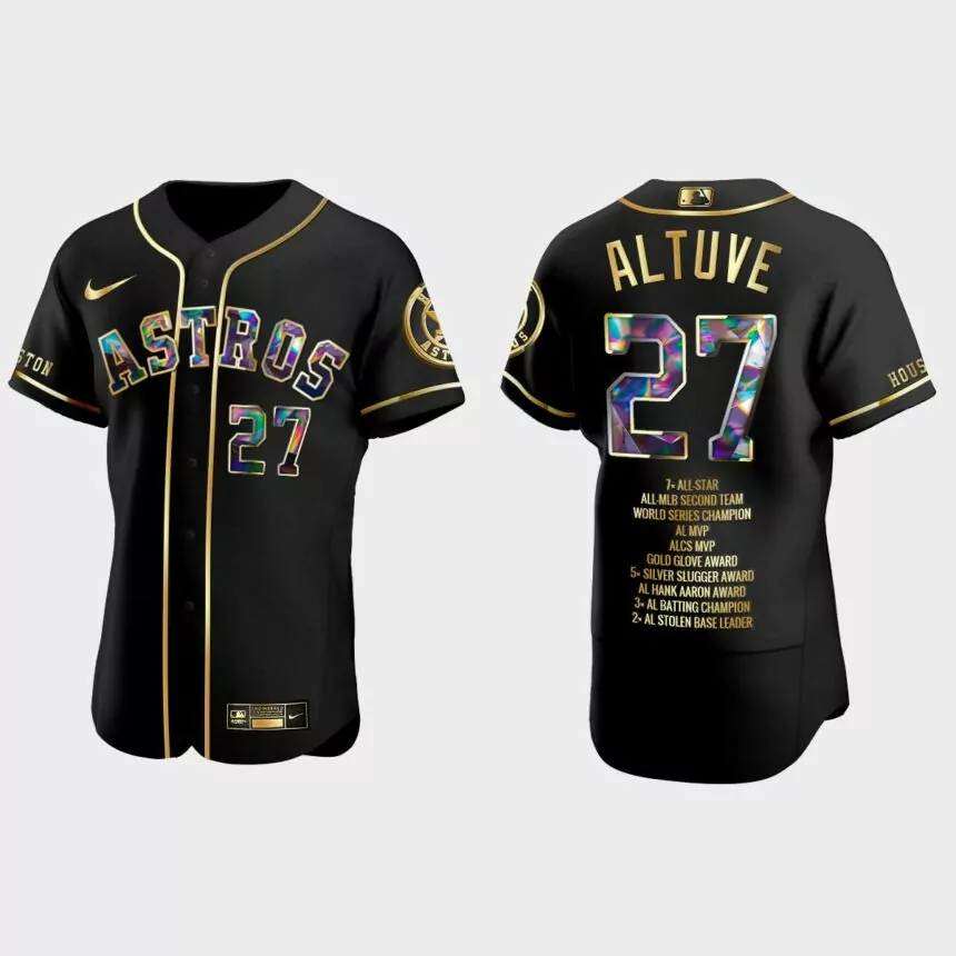 Jose Altuve Houston Astros Career Highlights Diamond Jersey – Black