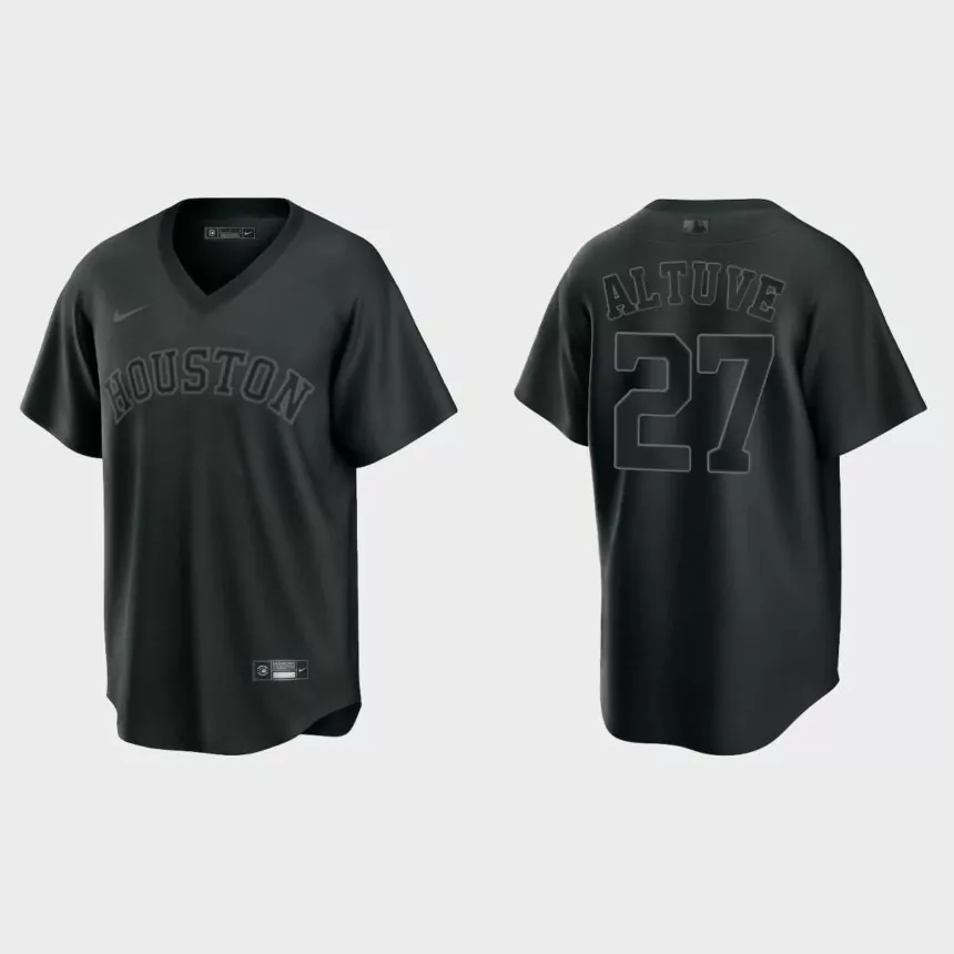 Jose Altuve Houston Astros Pitch Black Fashion Replica Jersey – Black