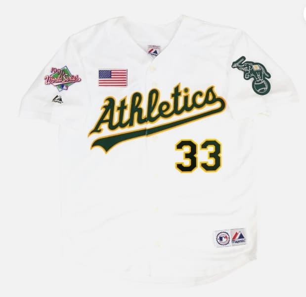 Jose Canseco Oakland Athletics 1990 World Series Home White Men's Jersey