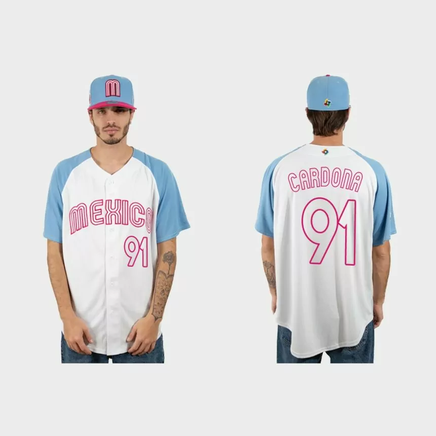 Jose Cardona Mexico Baseball 2023 World Baseball Classic Jersey – White Blue
